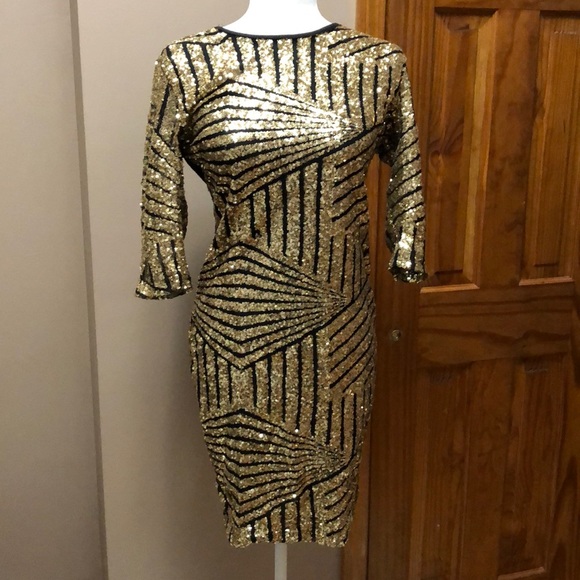 Yater Dresses & Skirts - YATER | GOLD AND BLACK BODYCON  DRESS | L